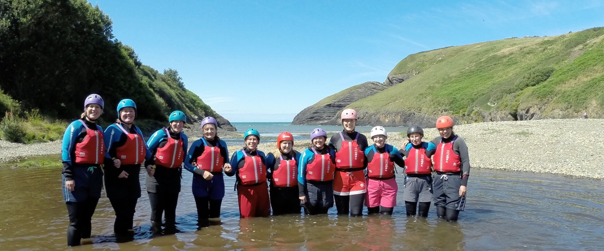 Team bonding during coasteering