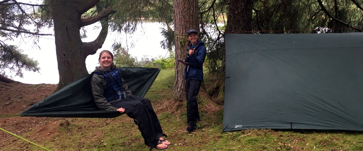 DofE Group using hammocks for the night