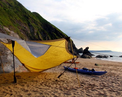 Evening camp sea kayaking
