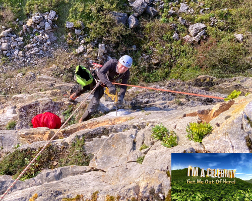Setting up the rope work for filming