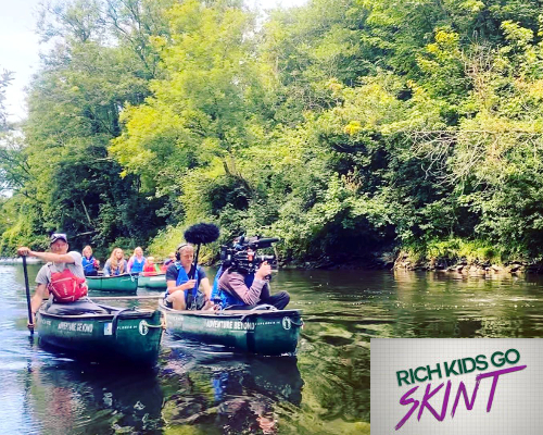 Camera and sound crew, from a canoe